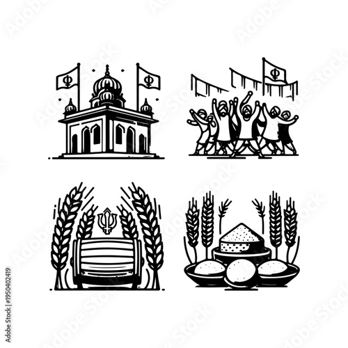 People Performing Bhangra Dance Icon – Vaisakhi Celebration