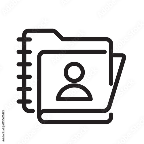 Contact address book folder outline icon for networking and user information