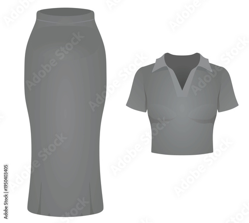 Short sleeve t shirt and skirt. vector