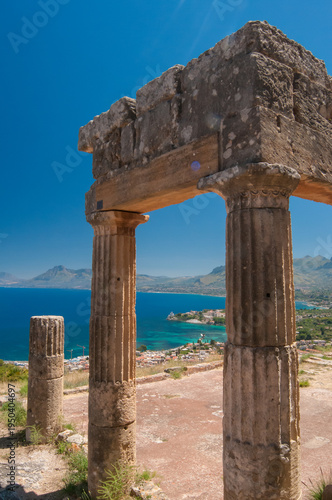 Solunto, Sicily:  columns and ruins of the Gymnasium in this famous old phoenician town near Palermo
