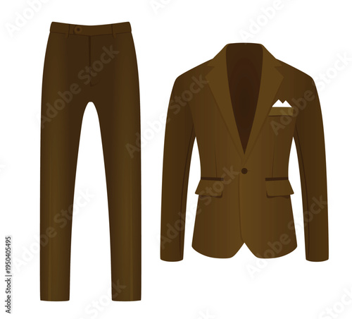 Brown suit. close up. vector	
