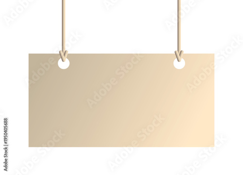 Blank sign hanging on strings for advertising message