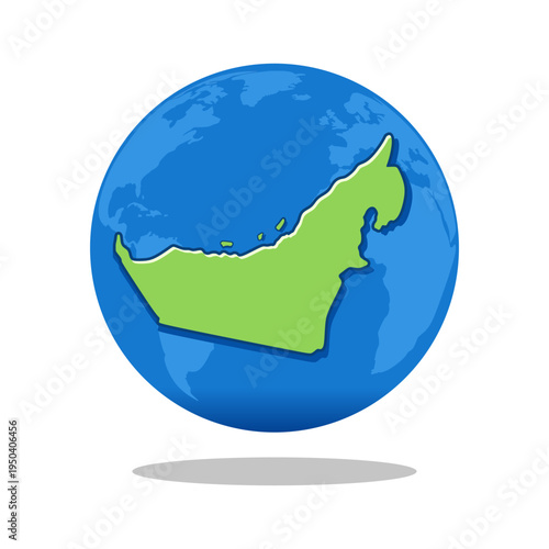 UAE Icon Vector - United Arab Emirates Map and Flag Symbol Outline Illustration