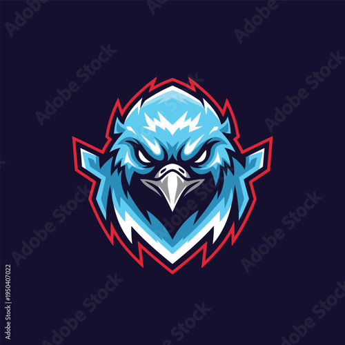 Blue Eagle Head Logo Illustration.