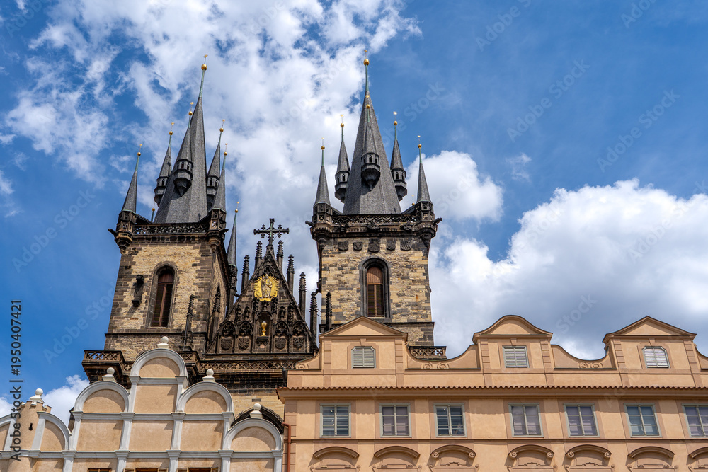 Fototapeta premium View of Tyn Church on Old Town Square in Prague Old Town