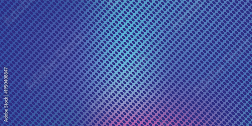 Latar belakang gradien biru abstrak dengan pola titik halftone dan desain digital modern.