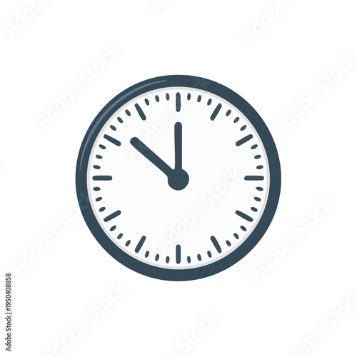 Simple dark blue analog clock illustration on white background
