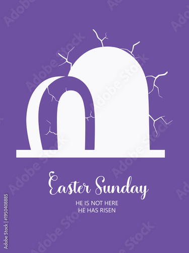 Easter Sunday Empty Tomb Resurrection Illustration Purple Background