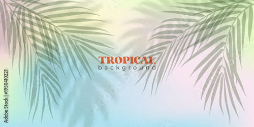 Summer background with softly blurred palm leaves