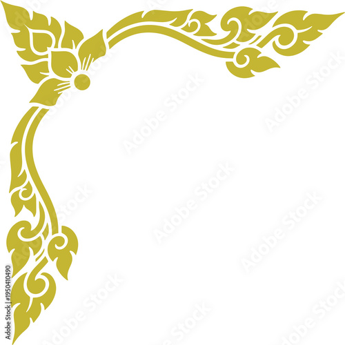 Tablou pe pânză Thai Art traditional asian luxury line art, Decorative, lai Thai Pattern flat Il
