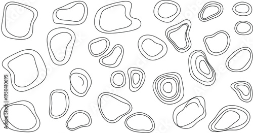 A collection of irregularly shaped abstract outlines on transparent background