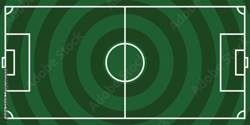 Football field sky view background with vector green grass pitch stadium texture with football court.