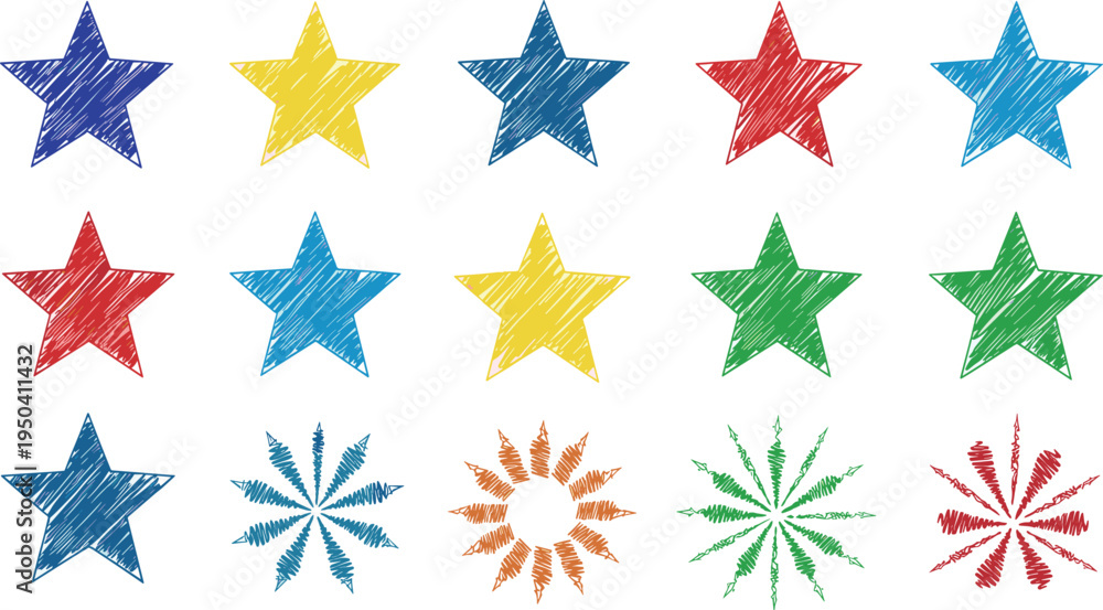 Obraz premium A collection of colorful star shapes on transparent background