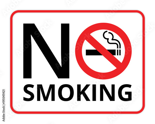 No smoking sign symbol with text and cigarette icon