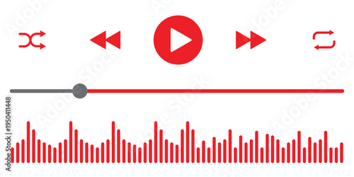 Media Player Buttons with Sound Wave Visualization