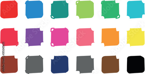 A collection of colorful square shapes on transparent background