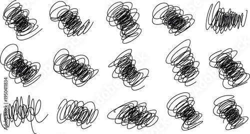 A collection of hand drawn scribbles on transparent background