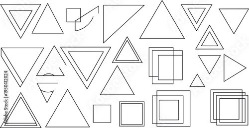 A collection of various triangle and square shapes on transparent background