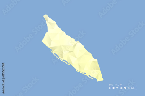Aruba Map in low poly polygon vector style, geometric shape illustration with soft yellow tones on blue background, clean silhouette for infographic.