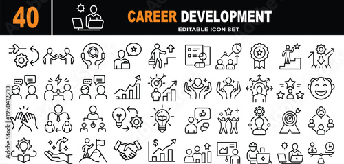 A collection of icons for career development and growth