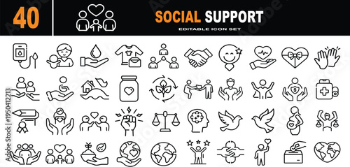 A collection of icons representing social support