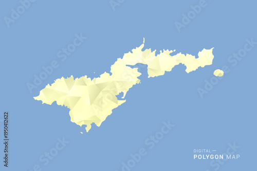 American Samoa Map in low poly polygon vector style, geometric shape illustration with soft yellow tones on blue background, clean silhouette for infographic.