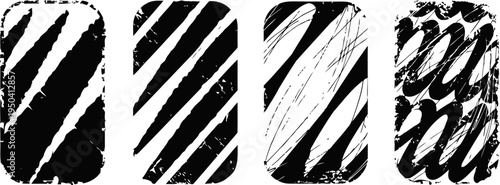 abstract black and white striped poster designs with grunge brush stroke textures