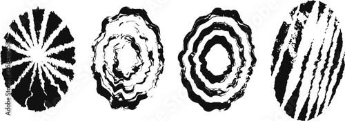 abstract black and white wood rings illustrations nature pattern textures and tree cross section shapes