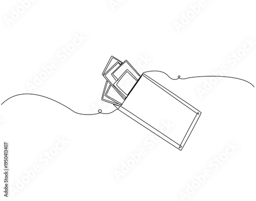 Continuous one line drawing of envelope filled with money. One line drawing illustration of envelope money. Salary, bonus, business and finance concept single line. Editable outline