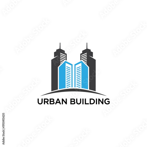 Modern Urban Building Logo Design with Abstract Lines on Isolated White Background