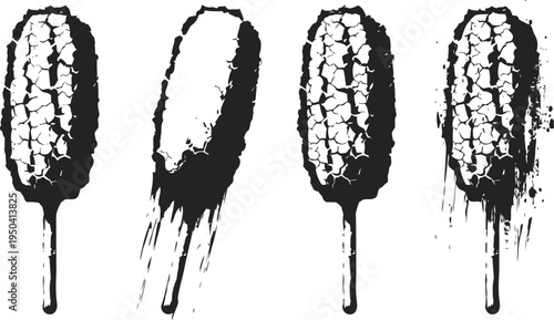 grilled corn on the cob set with seasoning and butter sauce on sticks