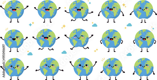 Set of cute space characters and galaxy elements, cartoon illustrations of astronaut, alien, rocket ship and planets isolated on white background