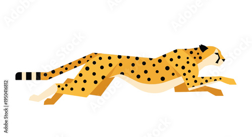 Cheetah running fast with spots.