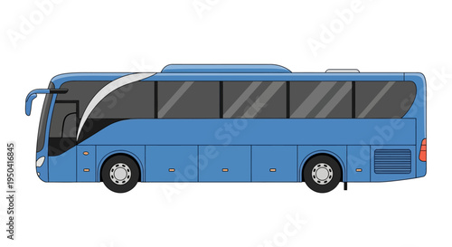 Blue Bus Side View Transport.