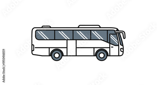 Large White Tourist Coach Bus.