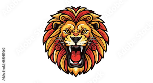 Colorful illustration of a lion head.