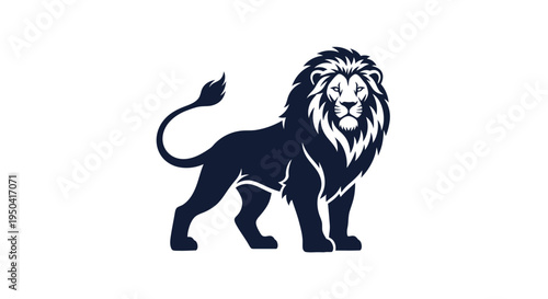 Lion Silhouette Standing Facing Right.