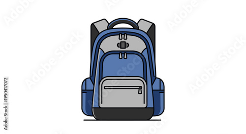 Blue and gray school backpack.