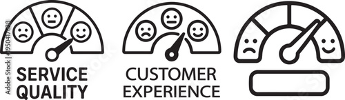 Customer satisfaction gauge pointing to happy zone showing positive feedback and experience
