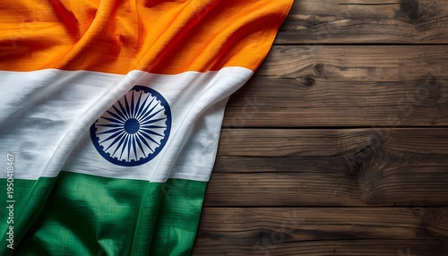 color national flag of modern state of india, beautiful silk, old wood background, concept of tourism, economy, politics, emigration, independence day, copy space, template, horizontal
