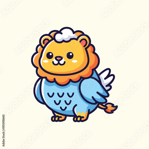 Canvas Print A cartoon hybrid creature, yellow and blue, possibly a chimera