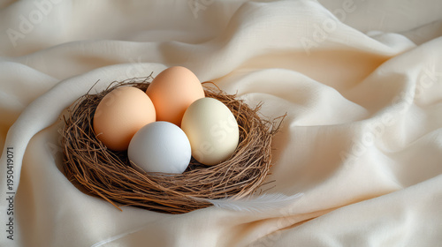 Pastel egg nest fabric soft natural minimal cozy gentle peaceful Easter