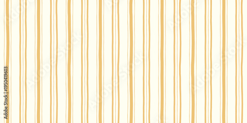 Hand drawn style stripe pattern with natural wave effect. Yellow organic flowing vertical Lines. Minimalist striped seamless background. Texture for textile, wallpaper, apparel, home decor, packaging