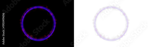 Neon portal with vibrant blue and purple glow and light reflections. Smooth gradients create a futuristic depth. Perfect for cyber environments.