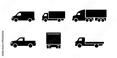 Truck icons set glyph collection delivery transport vector illustration