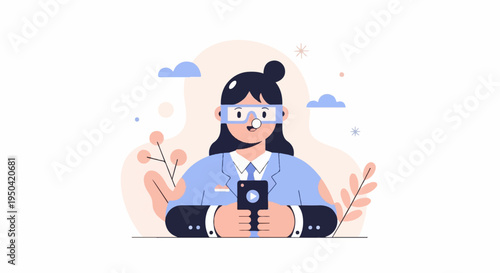 Scientist with glasses and a phone