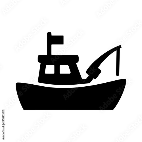 Fishing boat marine solid black icon vector illustration