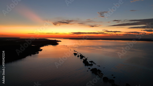 Colorful Sunset In Manaus Amazonas Brazil. Capturing The Effects Of Flooding In The Amazon Rainforest. Sunset Savage Nature Forests Shore. Forest. Manaus Amazonas.