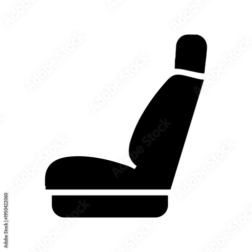 Car Seat Icon, vehicle, solid black icon vector illustration