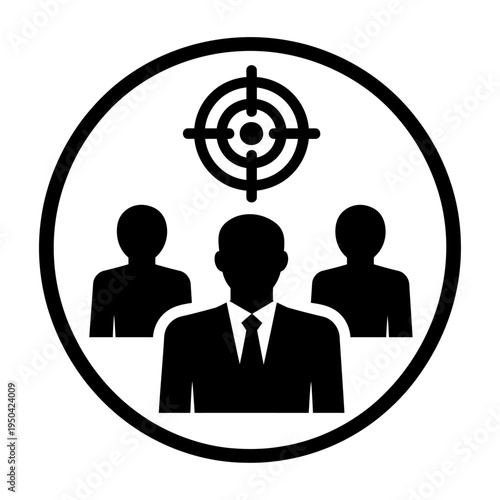 Vector icon of target over silhouette of businessman in a circle